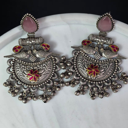 Eshale Oxidised Pink Jhumkas