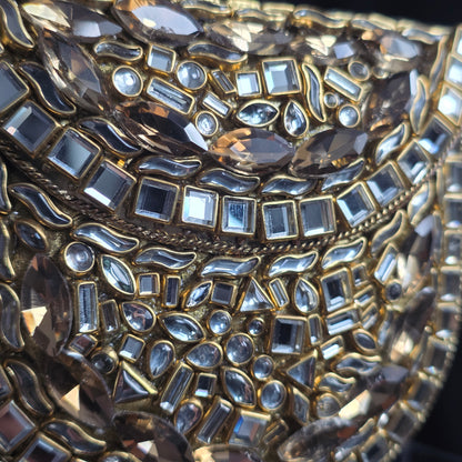 Kundan Encrusted Clear Stone Clutch