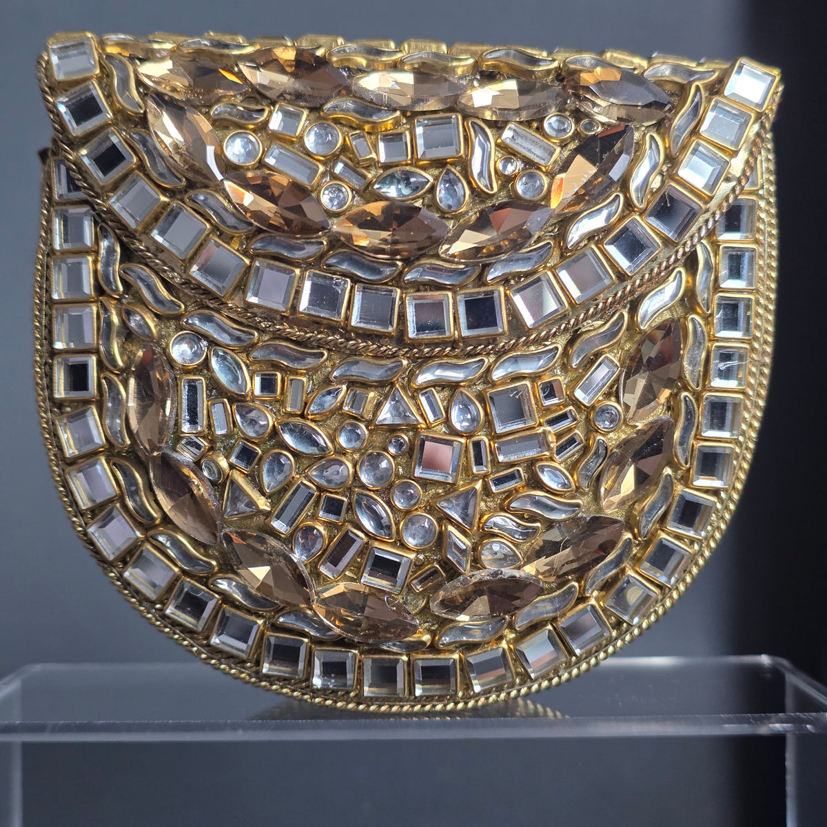 Kundan Encrusted Clear Stone Clutch