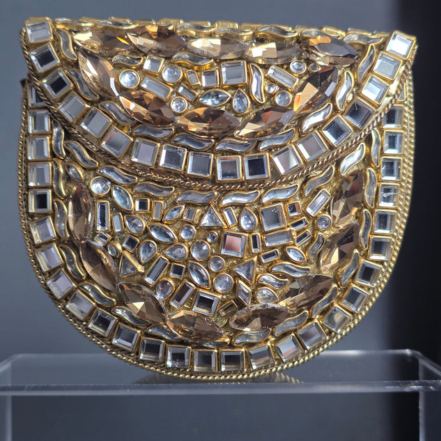 Kundan Encrusted Clear Stone Clutch