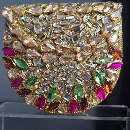Kundan Encrusted Multi Stone Clutch