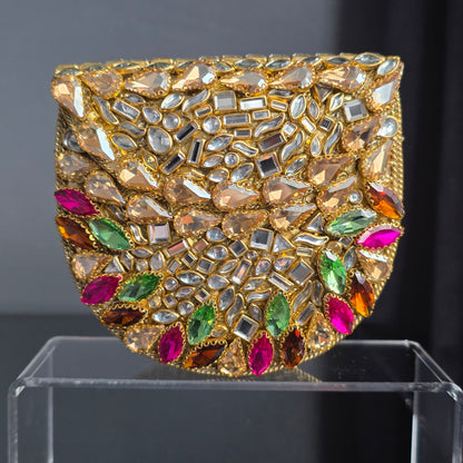 Kundan Encrusted Multi Stone Clutch