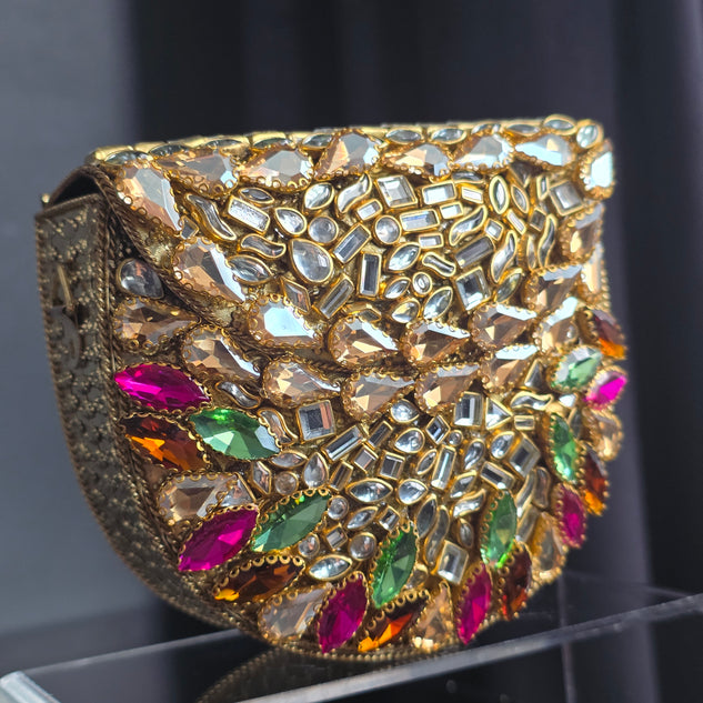 Kundan Encrusted Multi Stone Clutch
