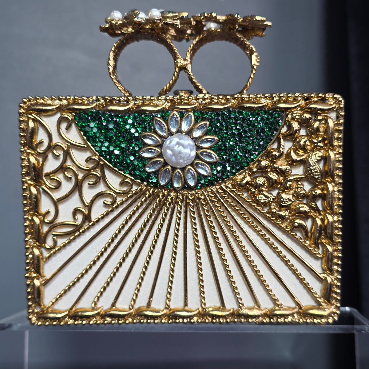 Pearl & Emerald Encrusted Clutch
