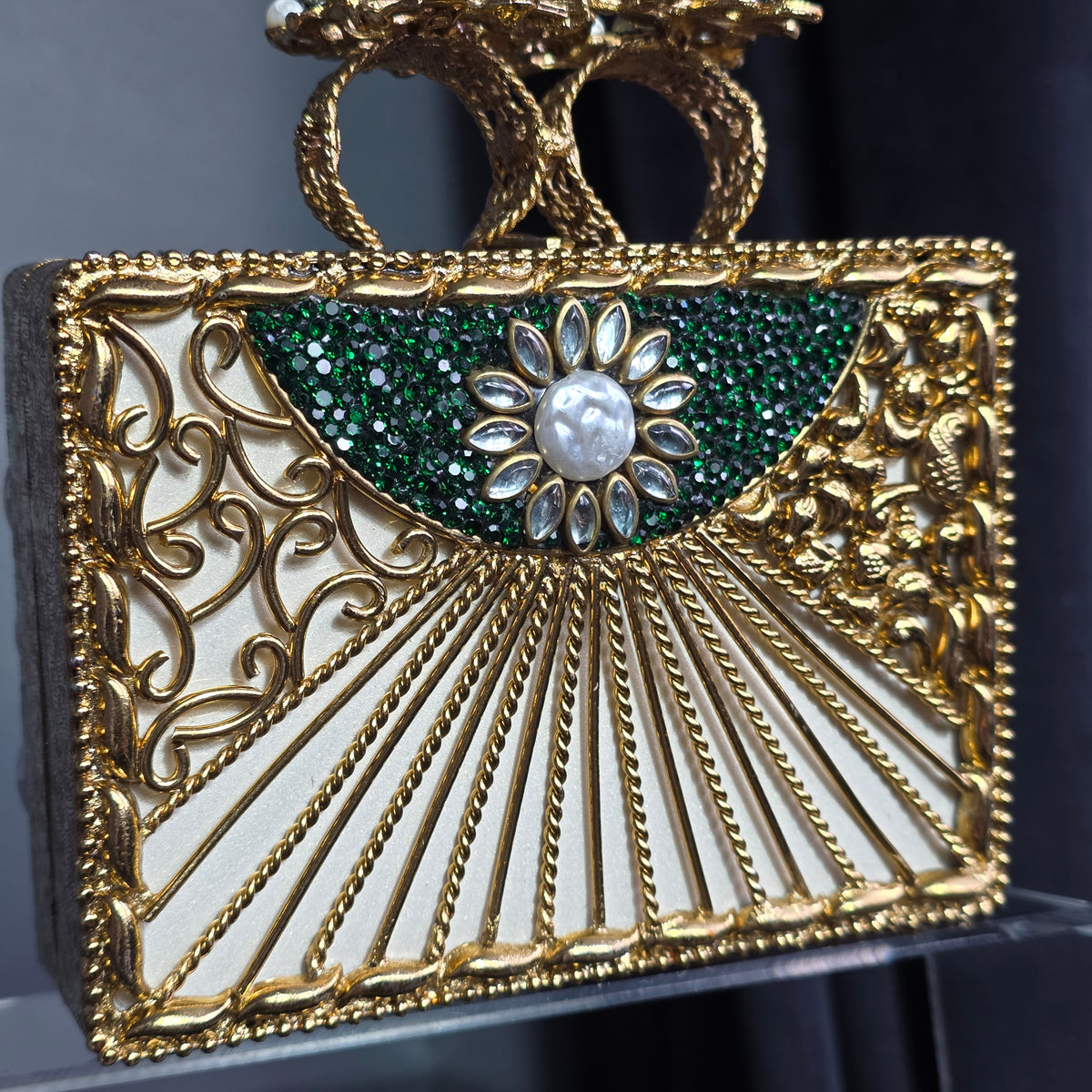 Pearl & Emerald Encrusted Clutch