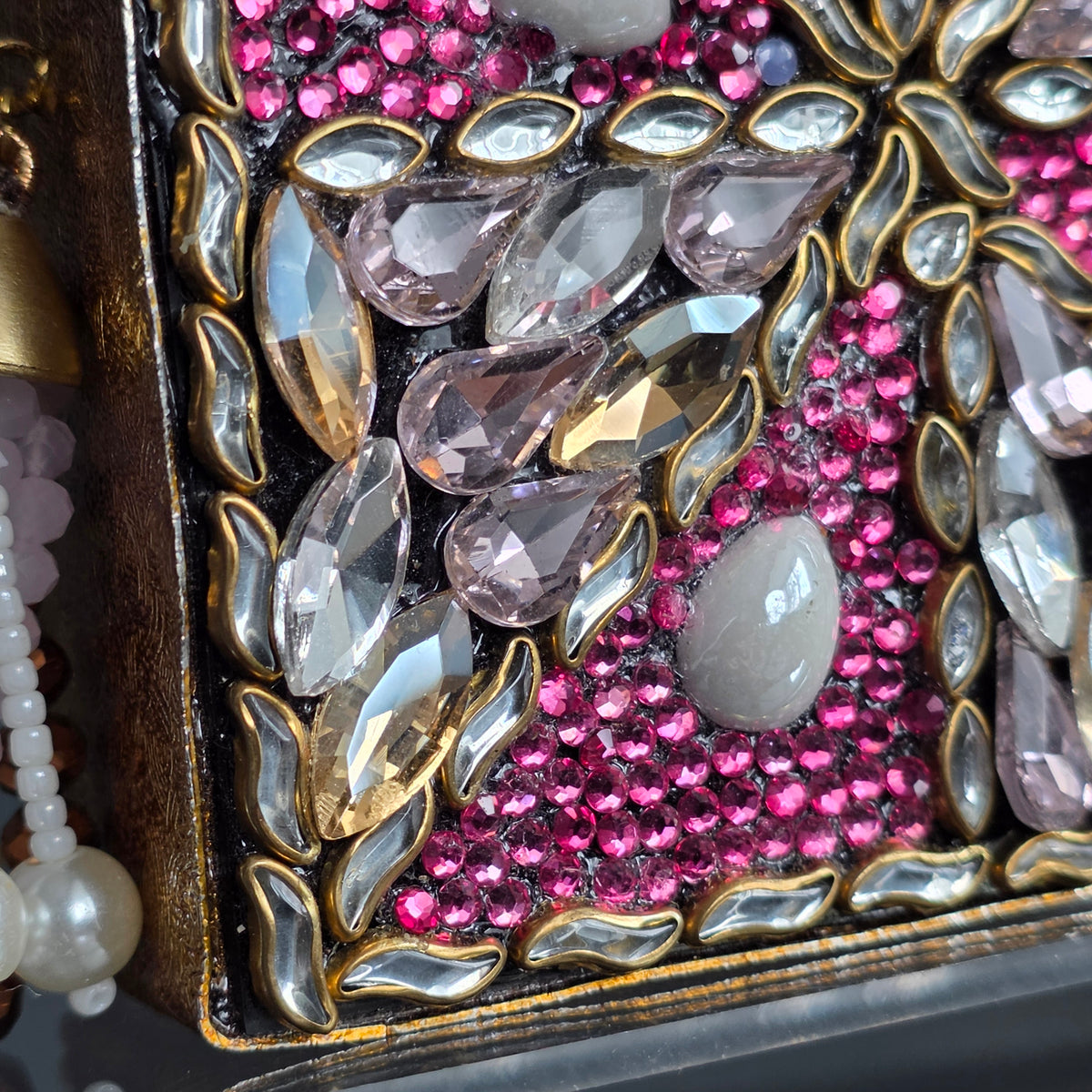 Pink Encrusted Stone Clutch