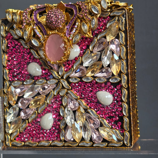 Pink Encrusted Stone Clutch image 2