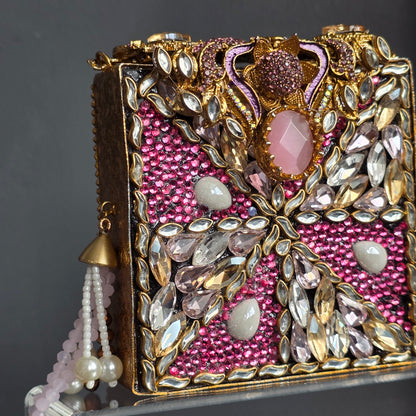 Pink Encrusted Stone Clutch