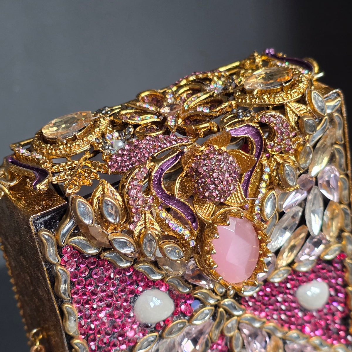 Pink Encrusted Stone Clutch