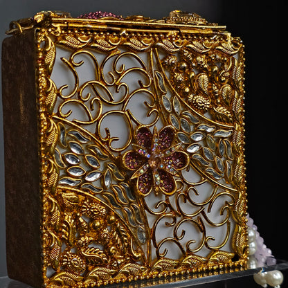 Pink Encrusted Stone Clutch