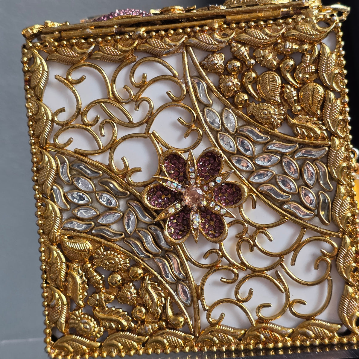 Pink Encrusted Stone Clutch