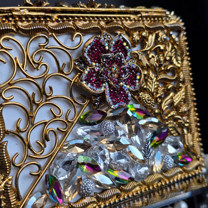 Red Encrusted Stone Clutch