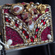 Red Encrusted Stone Clutch
