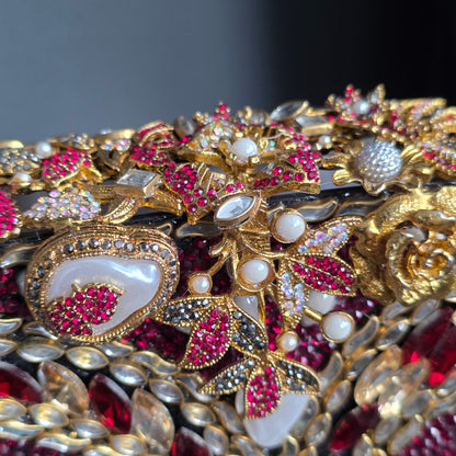 Red Encrusted Stone Clutch