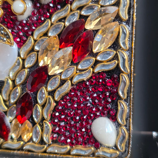 Red Encrusted Stone Clutch image 3