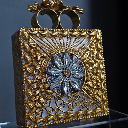 Royal Blue Encrusted Motif Clutch