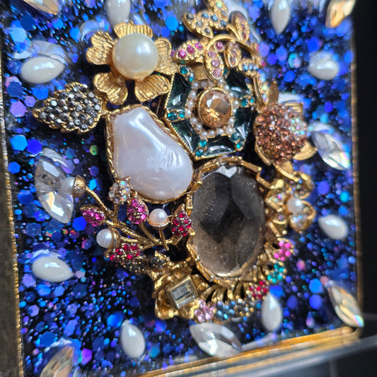 Royal Blue Encrusted Motif Clutch image 2