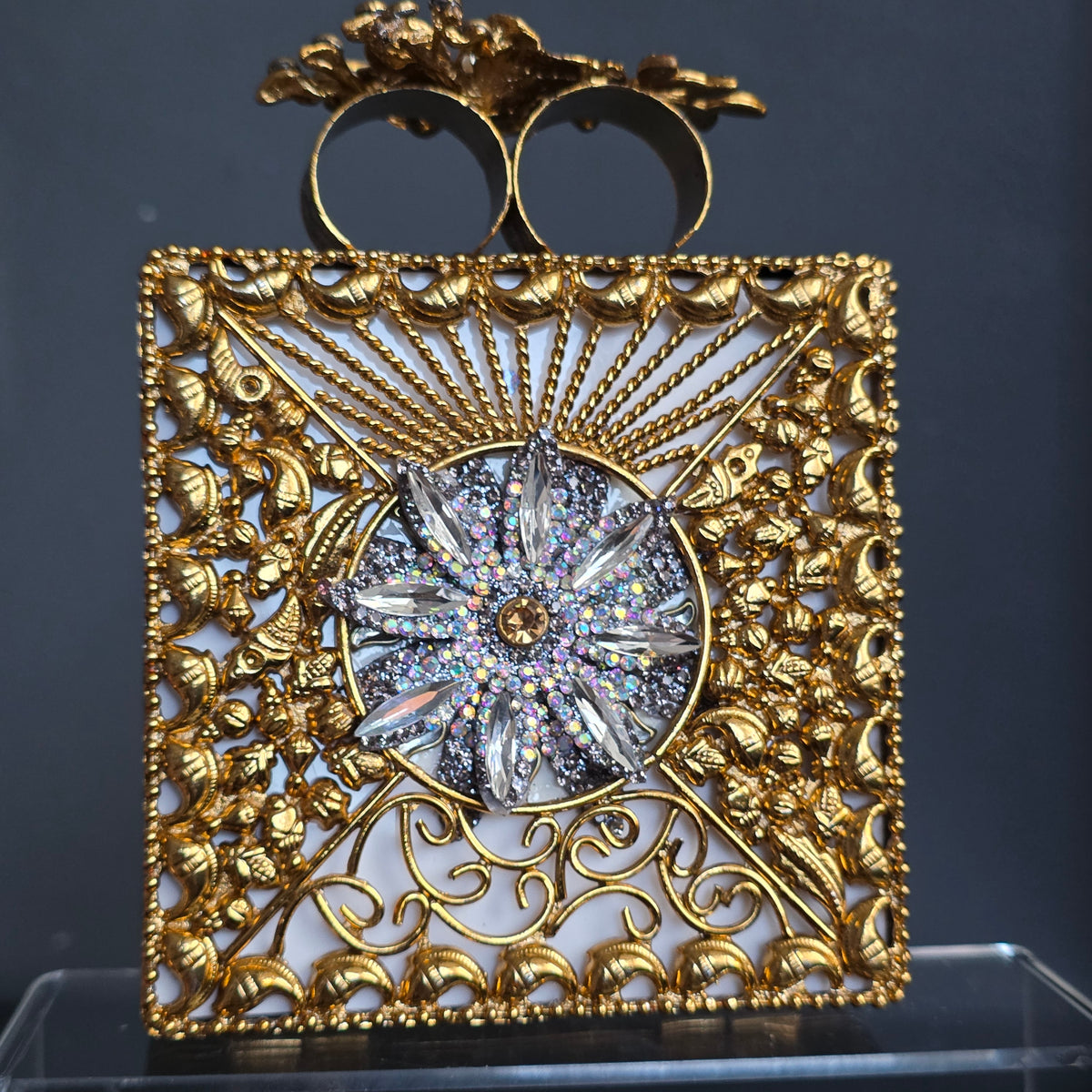 Royal Blue Encrusted Motif Clutch