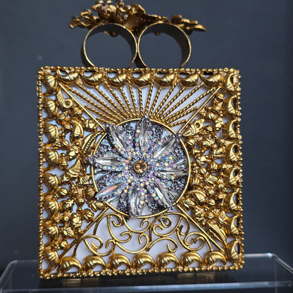 Royal Blue Encrusted Motif Clutch
