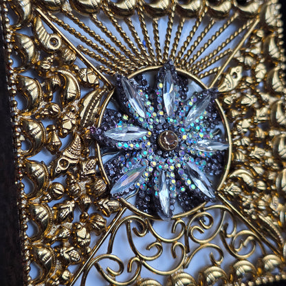 Royal Blue Encrusted Motif Clutch