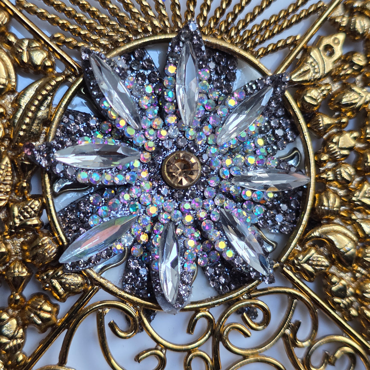 Royal Blue Encrusted Motif Clutch
