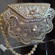 Silver Flower Metal Stone Clutch