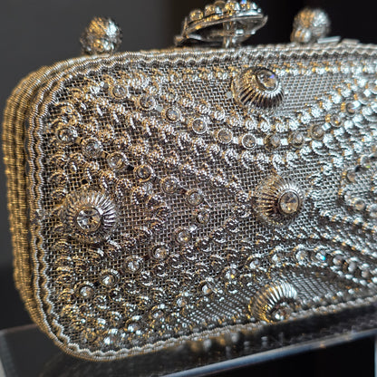 Silver Rectangular Small Clutch