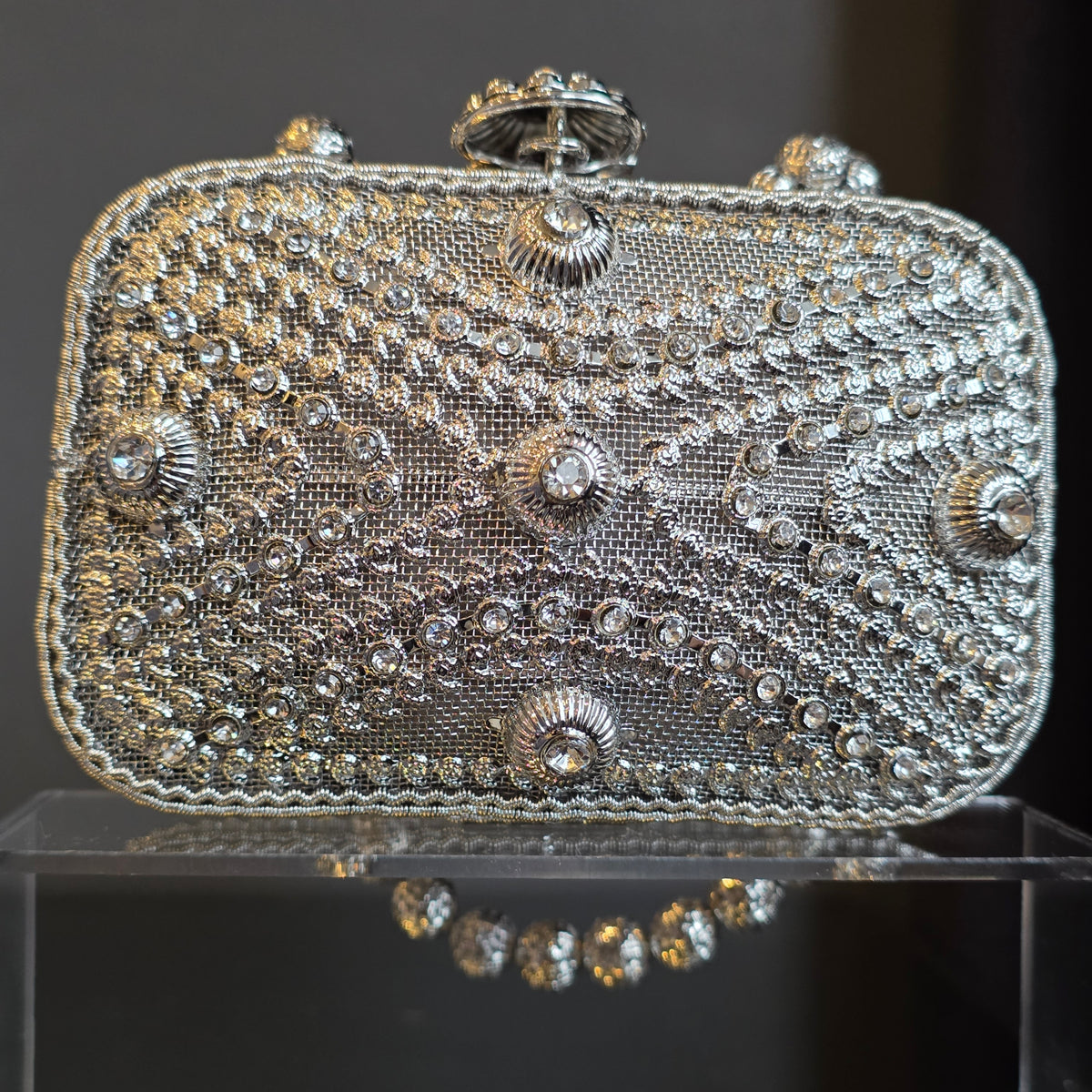 Silver Rectangular Small Clutch