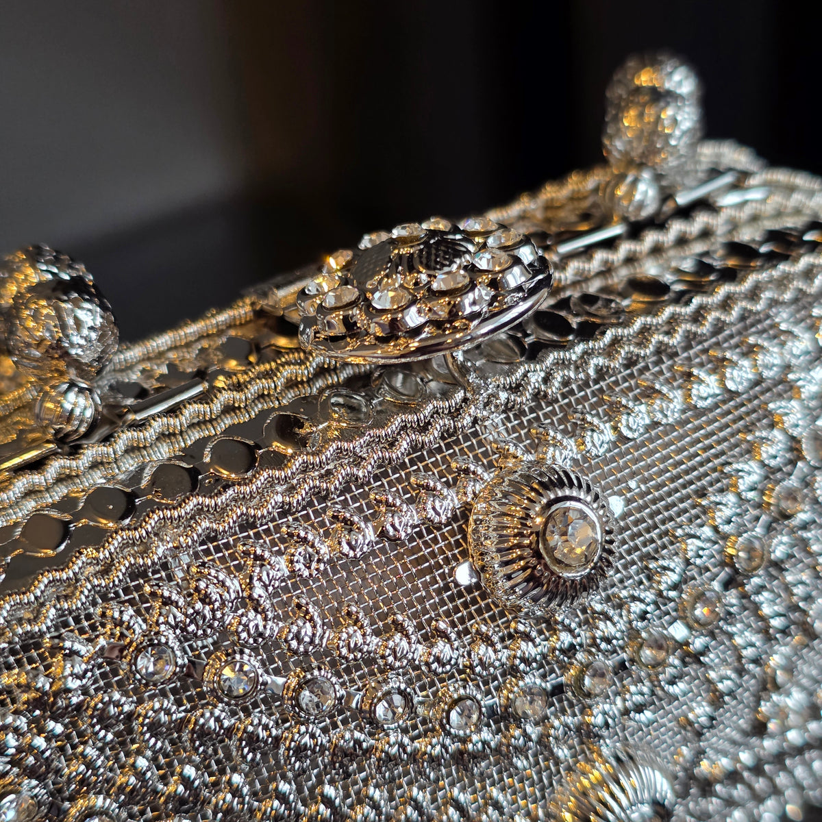Silver Rectangular Small Clutch
