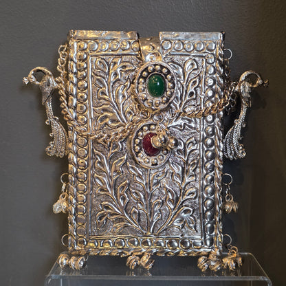 Traditional Silver Decorative Rectangular Clutch