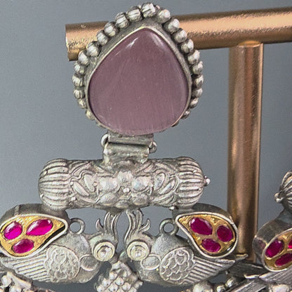Eshale Oxidised Pink Jhumkas