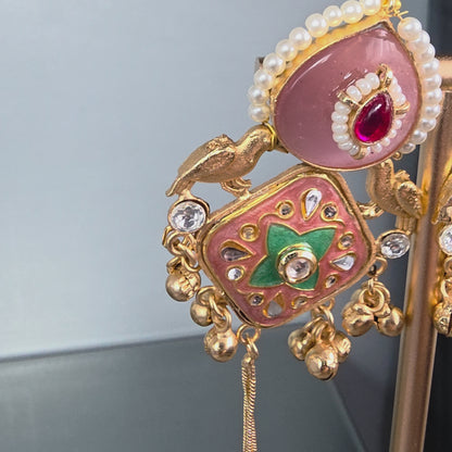 Eshale Kashmiri Pink Ghungroo Jhumkis