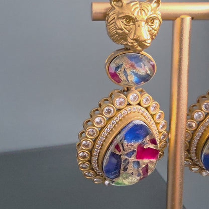 Elyzae Multi Tiger Marble Earrings
