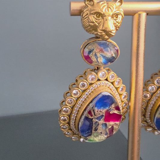 Elyzae Multi Tiger Marble Earrings image 3