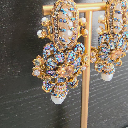 Elara Blue Stone Statement earrings