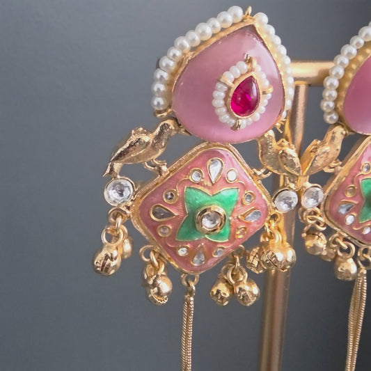 Eshale Kashmiri Pink Ghungroo Jhumkis image 3