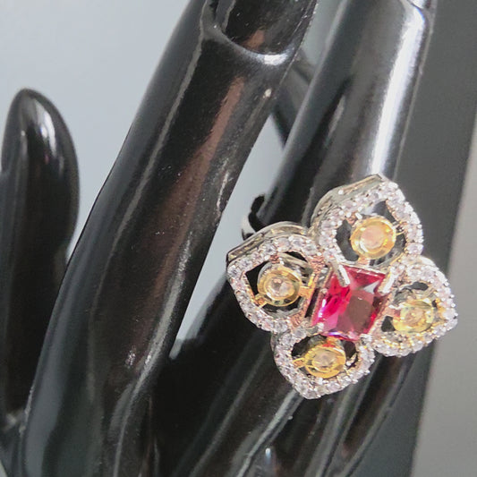 Elyzae Pink Flower Ring image 2