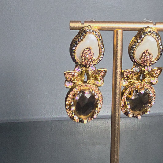 Elara Champagne & Pearl Statement Earrings image 2