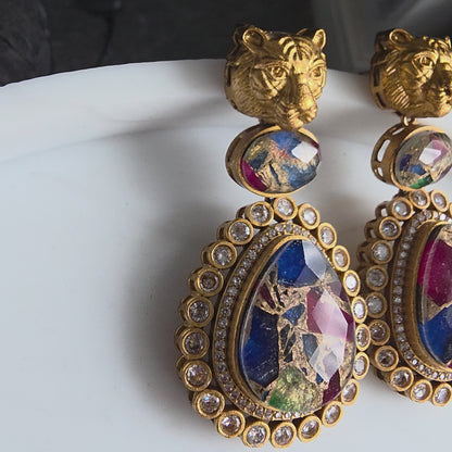 Elyzae Multi Tiger Marble Earrings