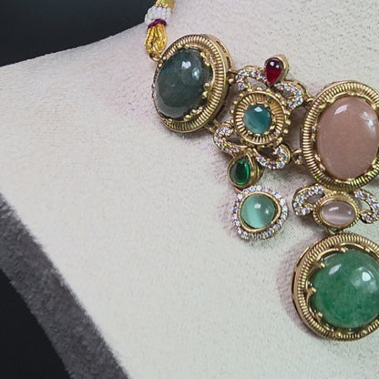 Elyzae Multi Round Stone Choker Set
