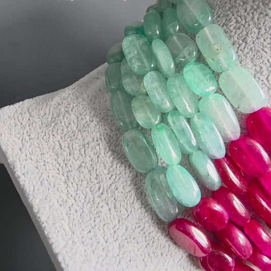 Elyzae Ruby and Aqua Layered Beaded Necklace Set image 3