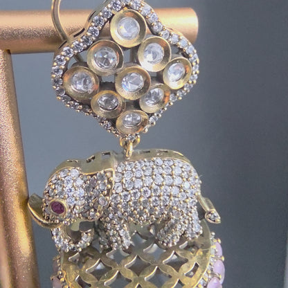 Elyzae Baby Pink Elephant Statement Earrings