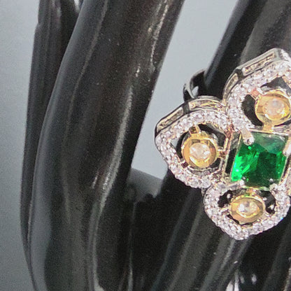 Elyzae Green Flower Ring