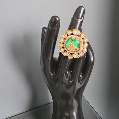 Elyzae Green Marble Ring