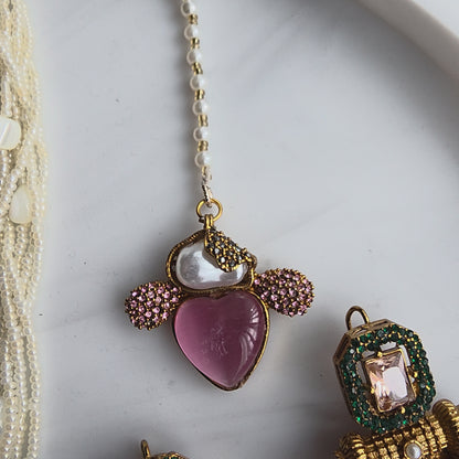 Elara Pink Heart & Multi Stone Mala Set
